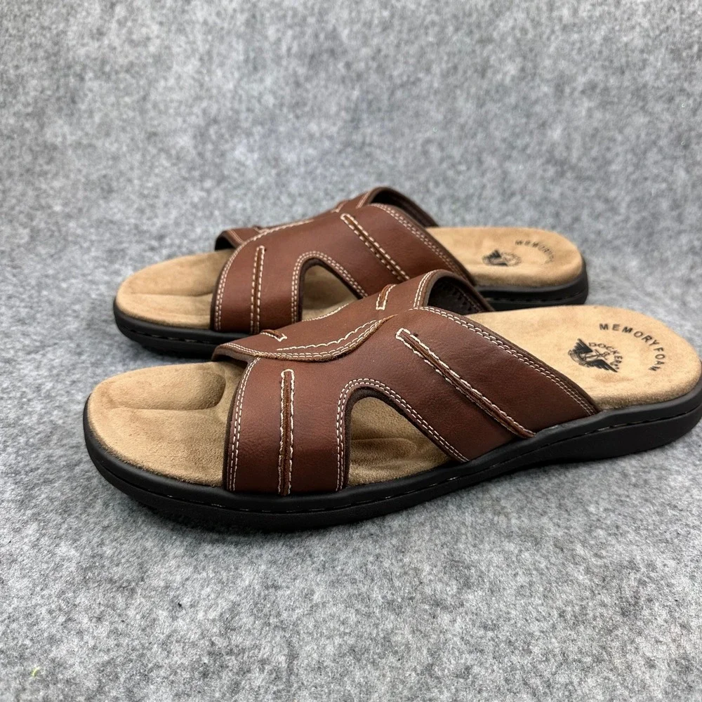 Dockers Sunland Mens Size 12 Chestnut Memory Foam Slide Sandals Casual Shoes New